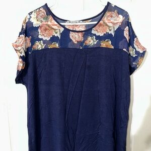 Navy Floral Women's Blouse